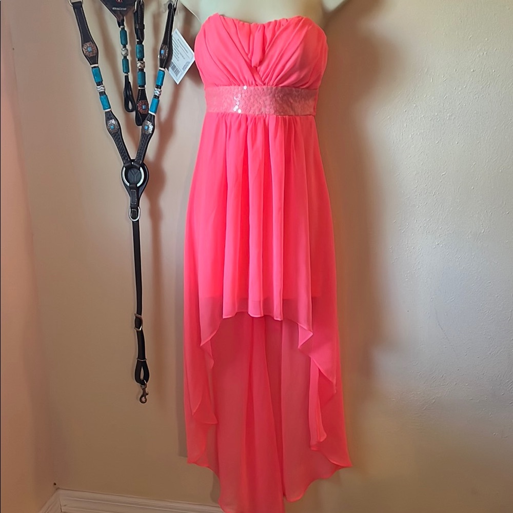 Teeze Me High Low Dress in Bright Pink